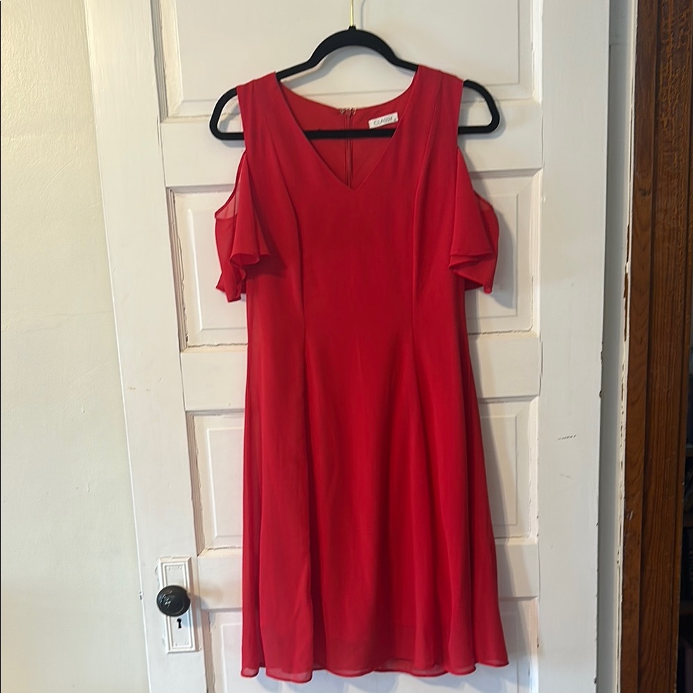 Red A-Line Cold Shoulder Mini Dress